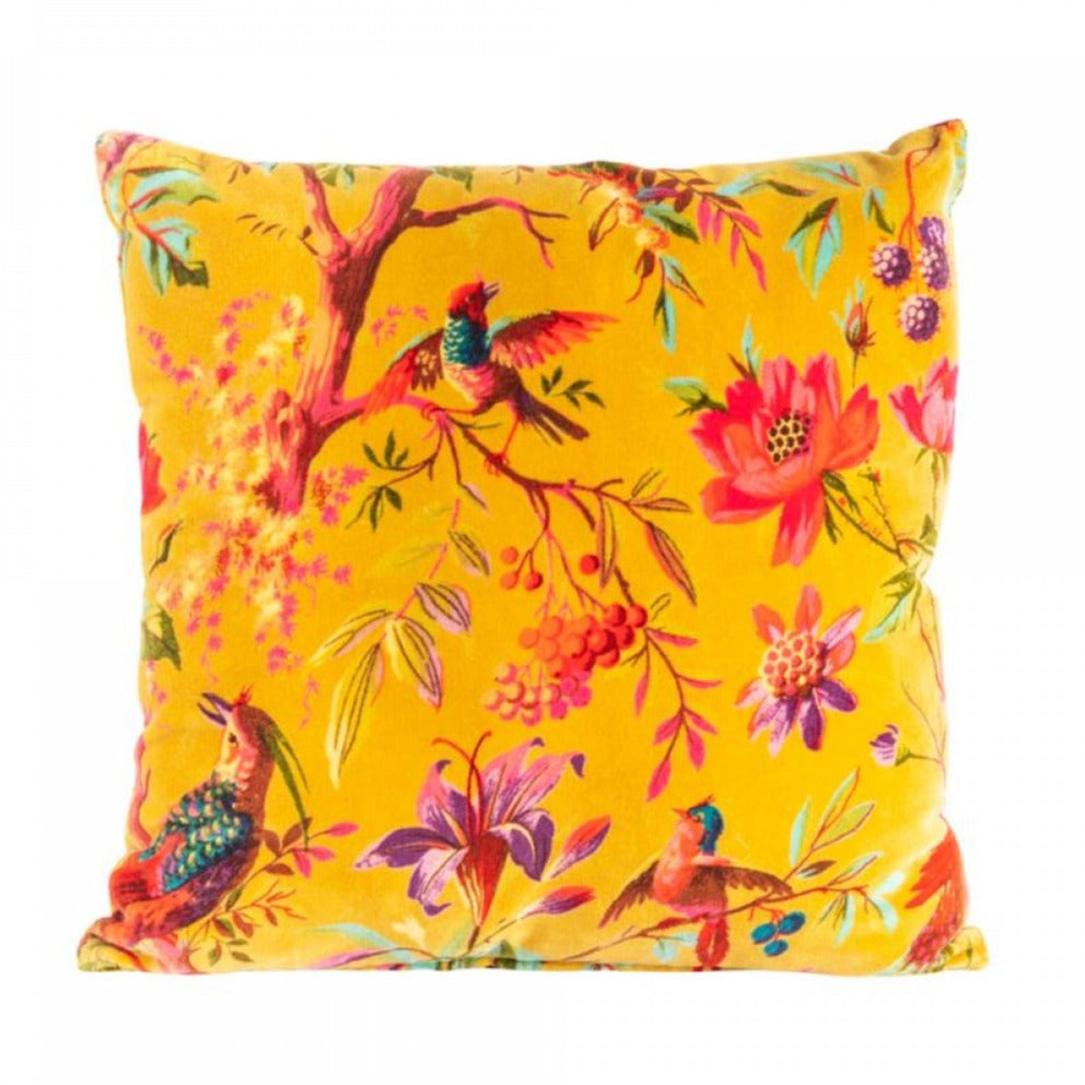 Paradise velvet ochre cushion