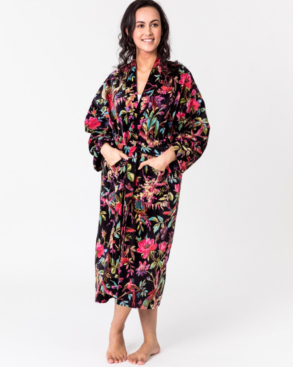 Paradise black velvet robe