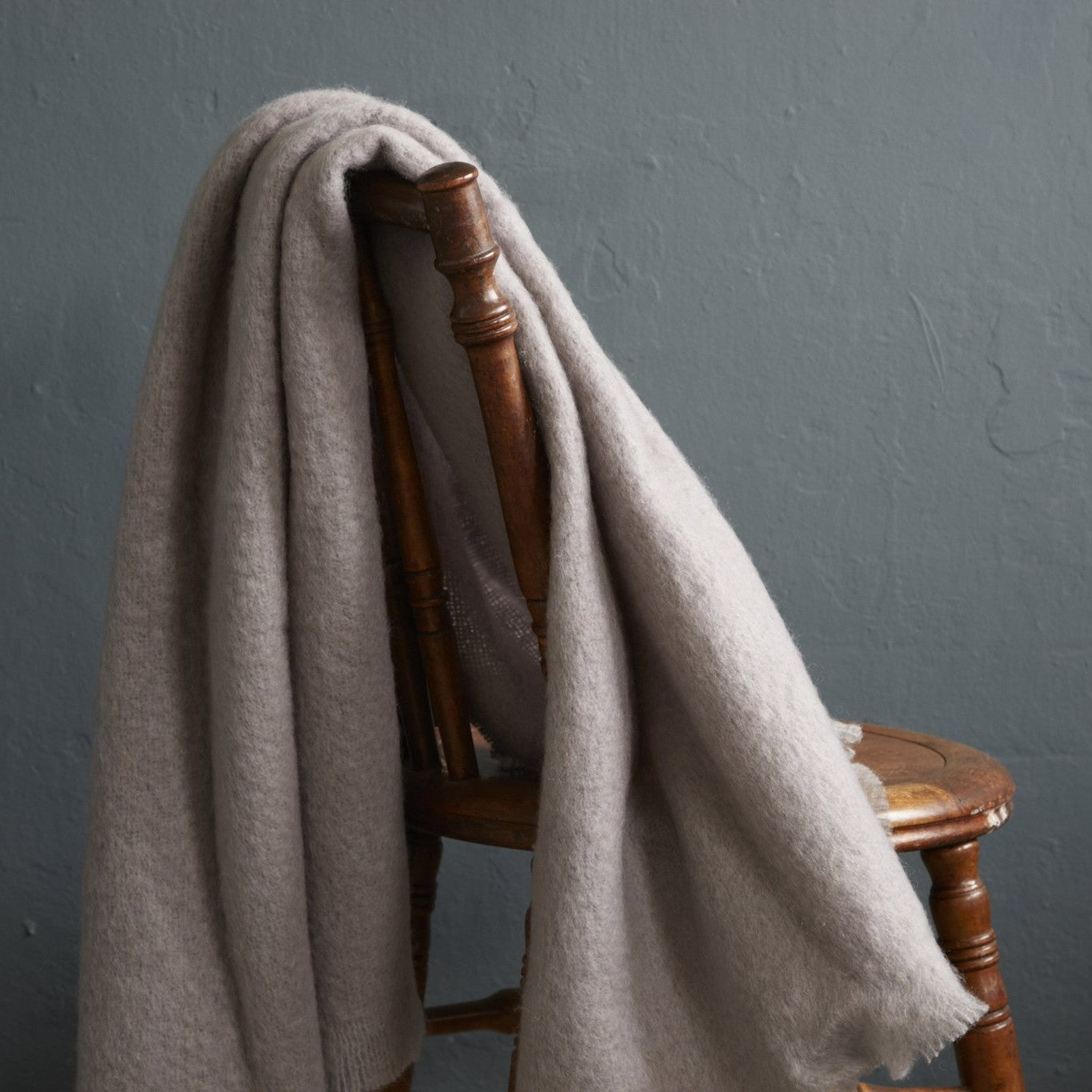 Luxury pure mohair throw in light beige almond. Mohair NZ