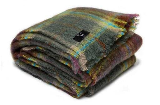 Luxury pure mohair throw in colour muted check.  Mohair NZ available at My Sanctuary