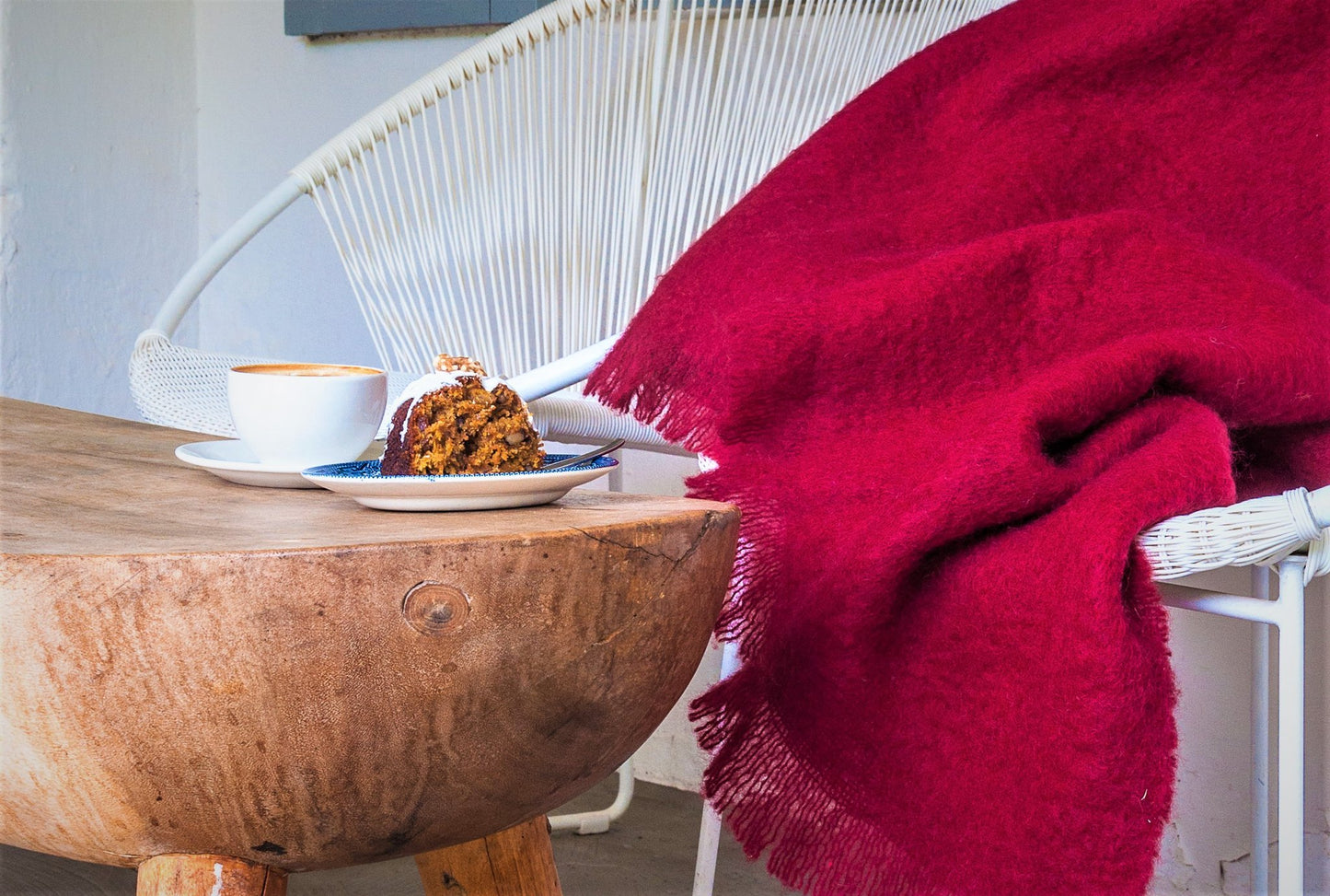 Luxury pure mohair throw in Pinot red.  Mohair NZ available at My Sanctuary