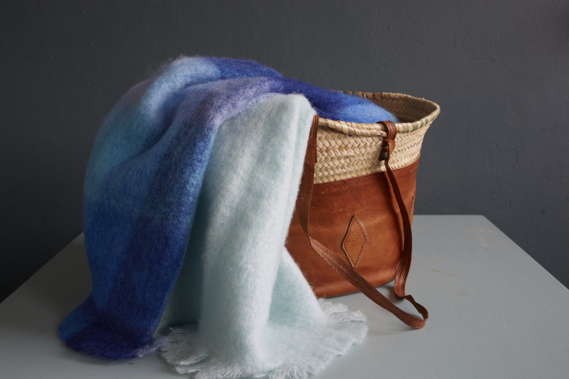 Soft Mohair luxury throws from Glamorous Goat.  Mohair throw in Roy's Blue  available at My Sanctuary
