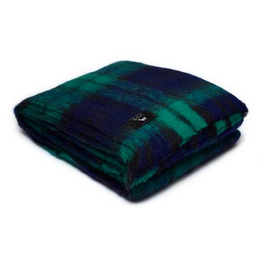 Soft Mohair luxury throws from Glamorous Goat.  Mohair throw in Treble Cone green and blue check available at My Sanctuary