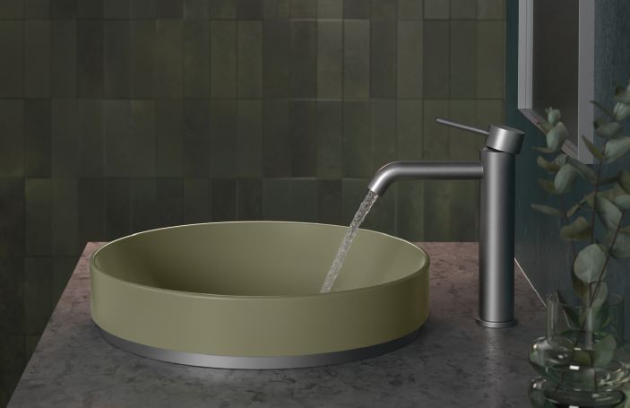 Liano II 400mm above counter basin in matte green