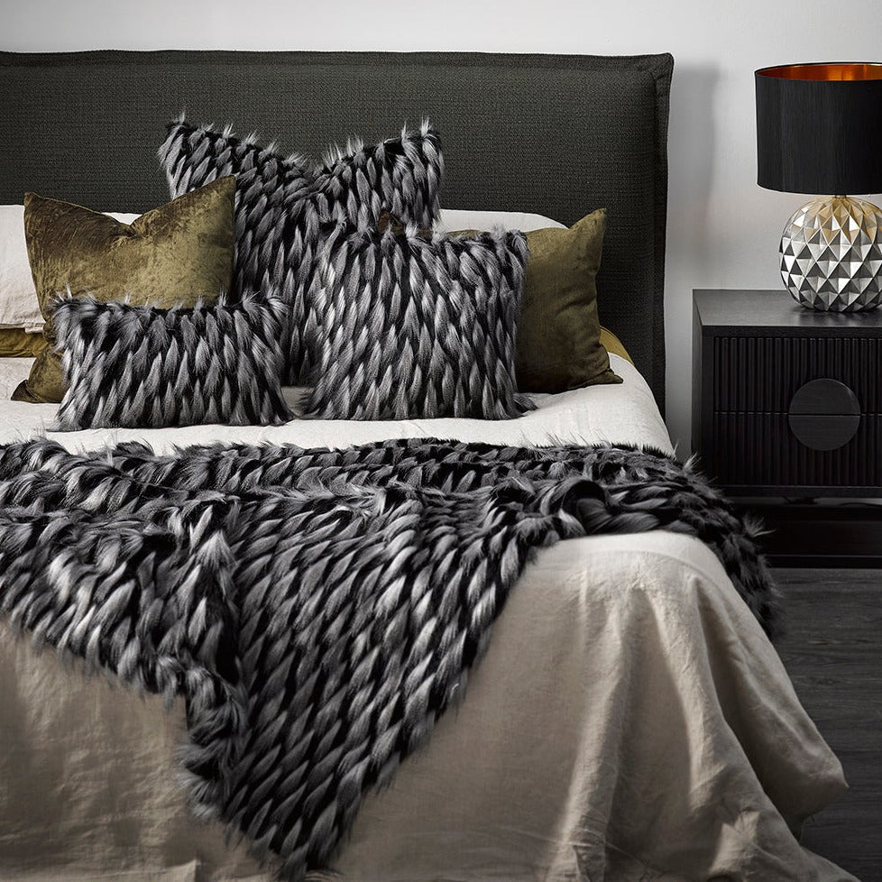 guinea fowl imitation fur throw