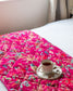 Bird of Paradise velvet throw in hot pink