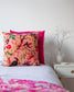 Bird of Paradise velvet throw in hot pink