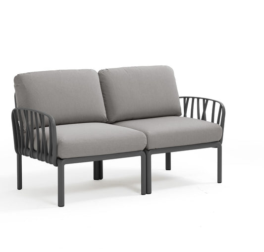 Komodo outdoor sofa charcoal frame grey cushions