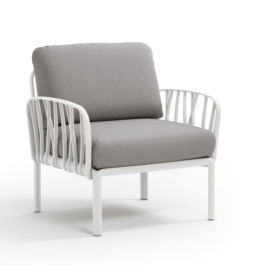 Komodo Armchair white with grey cushions