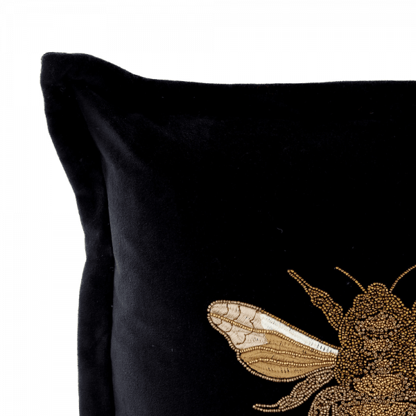 Black Layla velvet bee cushion from Voyage Maison 