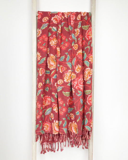 red lily cotton throw