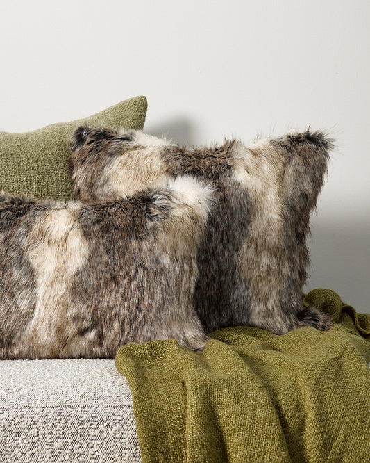 Luxury Imitation Fur Throw - Mountain Wolf