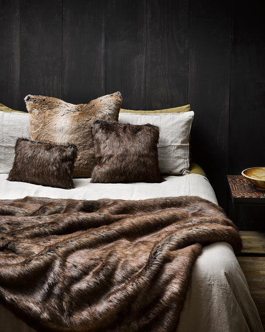 Luxury Imitation Fur Throw - Sable