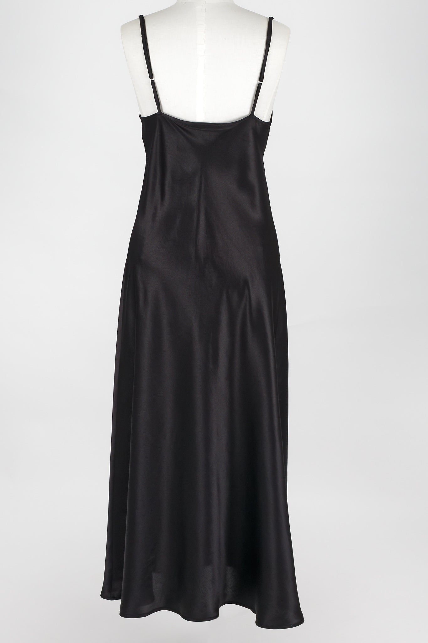 Long silk chemise in black view back from Carmen Kirstein