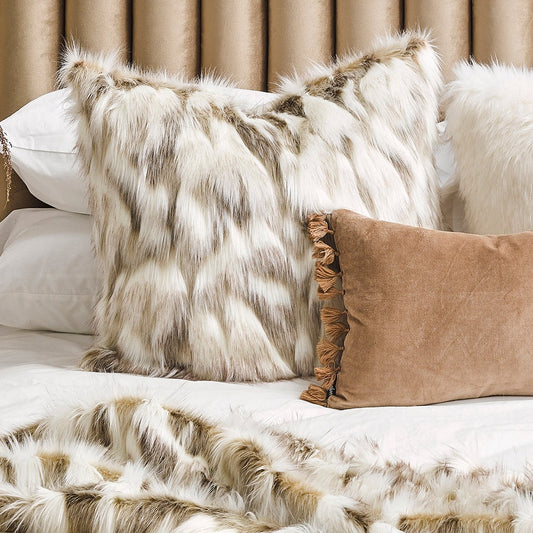 Luxury Imitation Fur Cushion - Snowshoe Hare