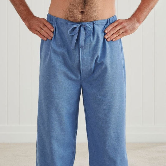Theo cotton linen pyjama pants in blue