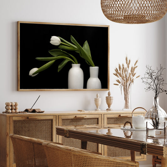 Take a Bow - White Tulips Floral Wall Art